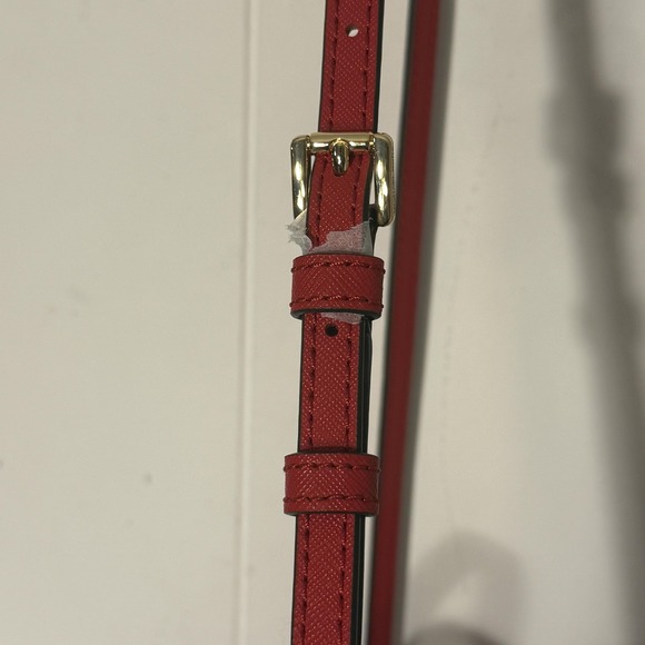 Michael Kors Crossbody Bag Womens Red Saffiano Leather Small MK Tote Purse - Picture 5 of 14